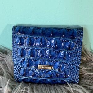 Brahmin Small Shimmering Blue Embossed Wallet
